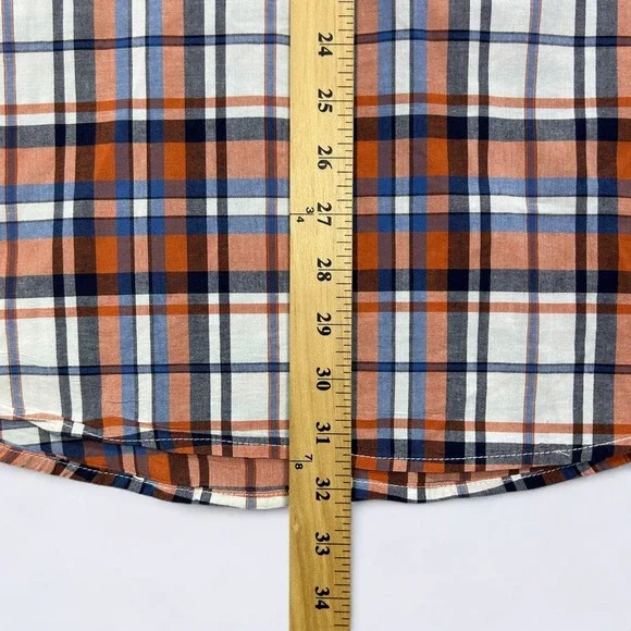 Abercrombie Fitch Shirt Men's XL Orange Plaid Button Down Long Sleeve Preppy - Picture 11 of 12